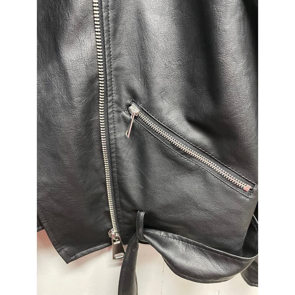 Misguided US 6 Medium Size Black Faux Leather Motorcycle Jacket Retro T-Birds - Picture 8 of 12